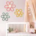 Barydat 6 Pcs Boho Nursery Decor Daisy Flower Woven Macrame Wall Hanging 3 Size Daisy Flower Wall Decor Bohemian Nursery Decorations for Home Dorm Art (Multicolor)