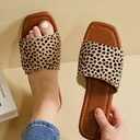 Women Rivet Decor Fashion Sandals Flat Slide Summer Sandals Cow Pattern Flat Sandals Comfortable Western Slippers 9