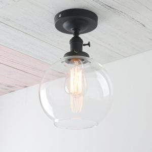 PERMO Semi Flush Mount Ceiling Light Black Hallway Light Fixture with Large 7.9" Globe Clear Glass Shade for Bedroom Kitchen Hallway (Black)