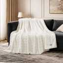 Cozy Bliss Ultrasoft Waffle Throw Blanket, Fluffy Cute Plush Blanket for Couch, Bed, Modern Home Accent, Portable for Picnic or Outdoor, Ivory, 108"x90", King