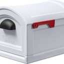 Step2 Town-to-Town XL Post-Mount Mailbox, Weather Resistant, Large Outdoor Mailboxes, Made of Durable Plastic, Easy to Install, USPS T4 Sized Mailbox, Flag Included, Classic White