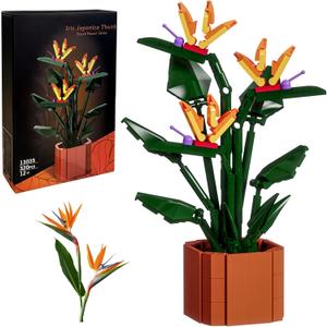 Bird of Paradise Flowers Building Blocks Set Ideal for Teens and Adults 320 PCS, Creative DIY Flower Bouquet Set Home Decor Gift for Teenagers, Plant Lovers and Decor Enthusiasts