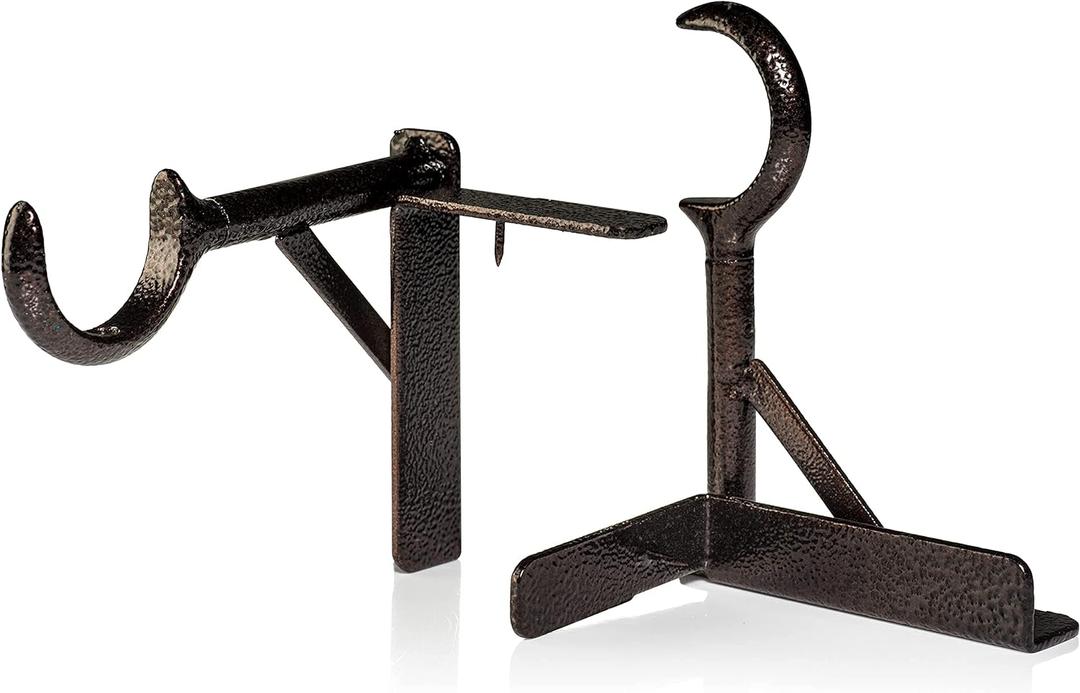 Spark Innovators Bronze Tap Bracket - Hang Curtains in 30 Seconds! No Drill Instant Curtain Rod Brackets - Fits 1.25", Holds 30 lbs, As Seen on TV, Set of 2 (Bronze)