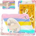 BRAECNstock Kids Case for Apple iPad mini 5/4 7.9" 2019/2015, Shockproof Protective with Pencil Holder, Rotating Hand Strap & Stand, Shoulder Strap, Case for iPad mini 5th/4th Gen, Colorful Pink