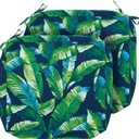 Magpie Fabrics Patio Cushion Covers Set of 2(Replacement Cover only, No Insert!), Waterproof Indoor Ourdoor Deep Seat Chair Cushion Slipcover with Ties(22x20x4 Inch, Green Lagoon Leaves)