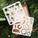 2pc Ink Splatter Wall Stencil for Painting, 11.8"x11.8" Brush Strokes Reusable Stencil for Wood Burning, Splatter Brushwork Paint Template DIY Craft Art Stencil on Wood Fabric Canvas Journal