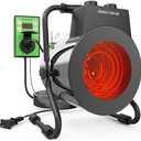 Buyplus Greenhouse Heater with Digital Thermostat, 1500W Outdoor Heaters for Patio, Electric Space Heater for Patio, Garage, Greenhouse, Flower House, Silver