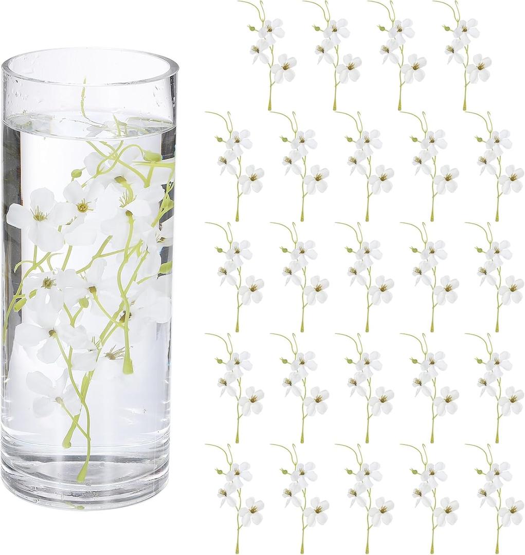 uxcell 24Pcs Floating Flowers for Centerpieces, White Pea Flower Silk Faux Flower Heads for Floating Candles Vases Filler Party Home Table Wedding Centerpieces Decoration