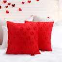 Novabright Set of 2 Valentines Throw Pillow Covers 18 X18 Cute Faux Fur Throw Case Soft Plush Aesthetic Pillow Covers for Decorative Sofa Couch Living Room Decor(Red,Lip)