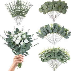 Eucalyptus Leaves Stems 100 PCS, 4 Kinds Mixed Artificial Greenery Stems for Wedding Decor Vase Floral Arrangement Centerpiece