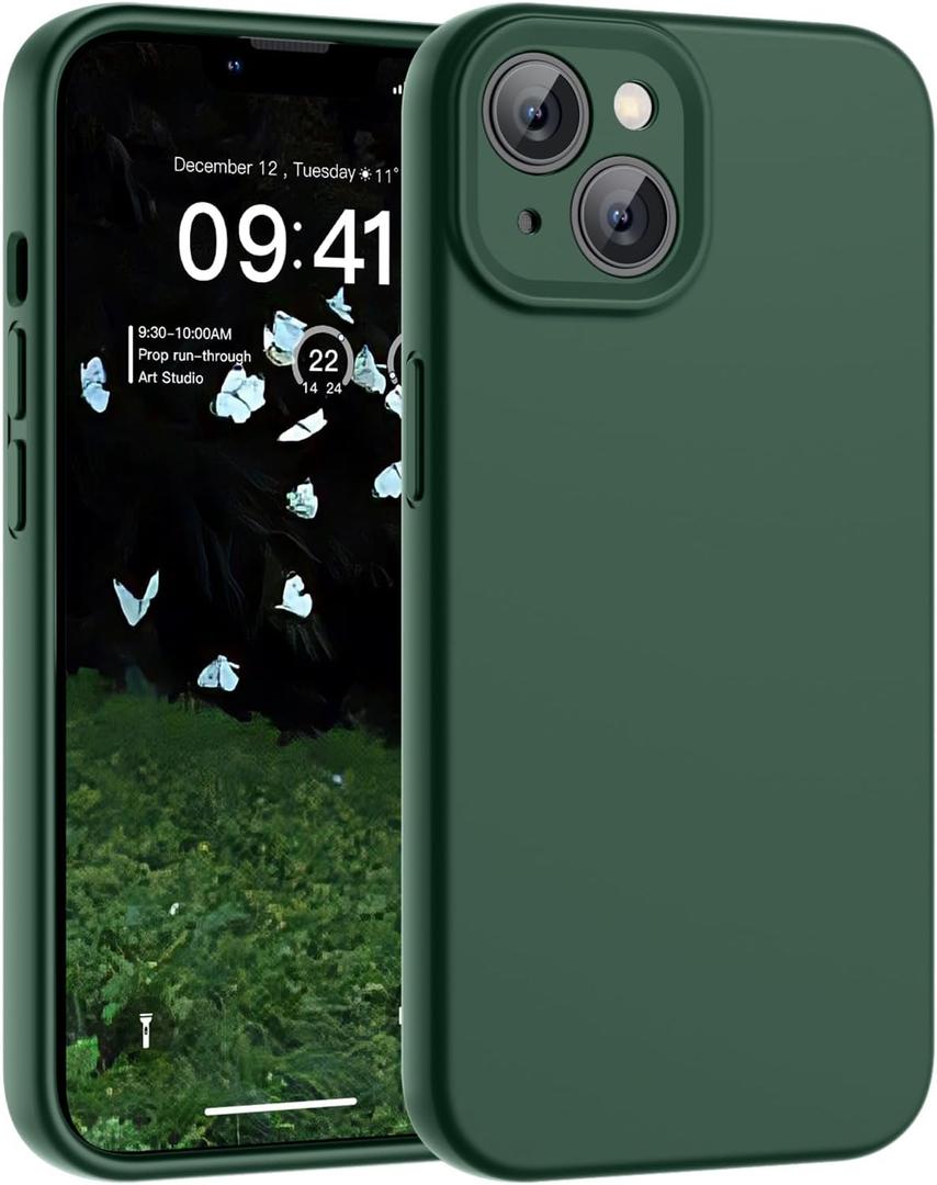 SUPFINE Designed for iPhone 15 Case,Premium Liquid Silicone with [Soft Anti-Scratch Microfiber Lining][Upgraded Camera Protection] Slim Shockproof Phone Case for Men Women Girls,Acacia Green
