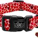 Elegant little tail Valentine's Dog Collar, Red Heart Dog Collars Female or Male Adjustable Cotton Pet Collar with Quick Release Buckle for Small Medium Large Dogs (Medium (Pack of 1))
