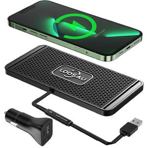 Wireless car Charger Charging pad 15w Non Slip FastCharger for car Wireless Phone Charger for Android for iPhone 11/12/13/14/15/16 Pro Max Xs,Samsung Galaxy S20, S10+ Note 9LG (Black-30cm Cable)