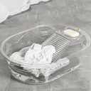 Washboard Basin for Hand Washing Clothes, 19.2" Laundry Washboard Basin with Built-In Washboard, Soap Holder & Carry Handles, Hand Wash Tub for Delicates, Baby Clothes, Apartment, Dorm, RV & Sink Use