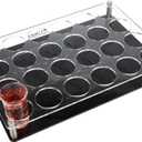 NBEADS 24-Hole Acrylic Shot Glass Holder, Black, 8.66 x 12.8 x 1.77 inches, Holds 1.77 inch Glasses, Ideal for Bars, Restaurants, Social Gatherings