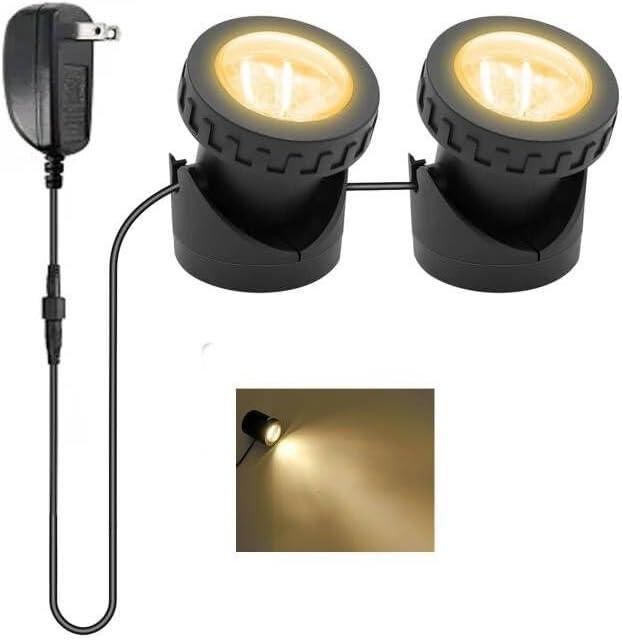 Warm White Pond Lights, 2500K Underwater Pond Light IP68 Waterproof Submersible Fountain Lights for Pond Fountain Waterfall - 2 Lights