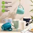 Porcelain Coffee Mugs Set of 6, 13 Ounce Coffee Cups with Handle, Ceramic Tea Mugs for Latte, Hot Tea, Cappuccino, Mocha, Cocoa, Blue Assorted Colors Mug Gift Set, Dishwasher and Microwave Safe