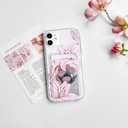 2 x NITITOP Compatible with iPhone 12 Case with Card Holder Clear Cute Floral Lily Flowers Butterfly for Women Girls Soft TPU Shockproof Wallet Case Protective Phone Cover - Pink