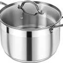 Kirecoo Stainless Steel Stock Pot - 12 Quart Heavy Duty Stock Cooking Pot with Visible Lid for Pasta, Soup, Spaghetti, Nonstick Thick Bottom Big Stockpot, Cookware for Canning, Boiling, Simmer (12 QT)