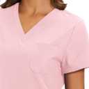 Floralhue Scrubs for Women, Women's Medical Scrub Sets, V-Neck Scrubs Top & Cargo Pants with 12 Pockets (Pink, M)