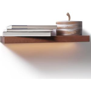 Solid Wood Floating Shelves Natural Wooden Showcase with 12V LED Plug-in Lighting Hanging Shelving for Living Room Bedroom Kitchen Bathroom (Unpolished Natural, 39.37) (Congo Sapele)