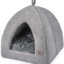 Best Pet Supplies Cat Bed for Indoor Cat, Domed Tent House with Removable Pillow, Covered Cat Cave for Small Dog, Puppies and All Breeds of Cats - Gray, 20 x 20 x H:22"