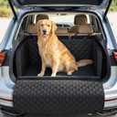 Pecute SUV Cargo Liner for Dogs, Water Resistan Pet Trunk Cover with Soft Cushion, Non-Slip Dog Back Seat Mat for SUVs Sedans with Bumper Flap Protector, Padded, Black