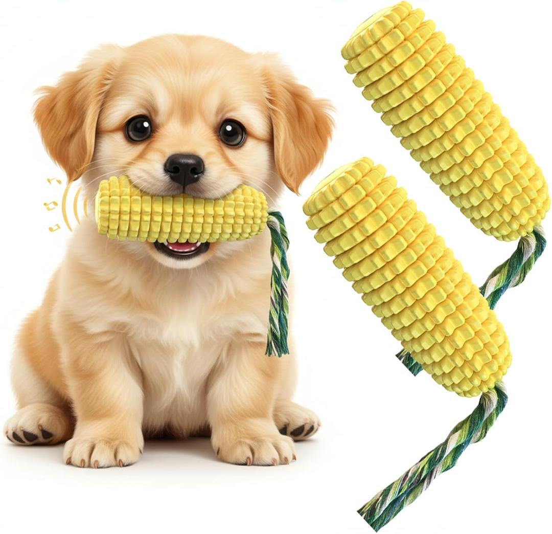 2 Pack Corn Dog Chew Toys for Small Dog Toys & Puppy Toys Durable Dog Toys for Teething, Puppy Teething Toys with Squeaker, Dog Toys to Keep Them Busy, Chew Toys for Dogs