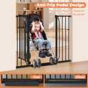 34" Extra Tall Baby Gate for Stairs, Auto Close Stroller Friendly Dog Gate Indoor for Doorways, Pressure Mounted 29"-45" Wide Baby Gate, Easy Walk Through Gate for Children & Pets, Black