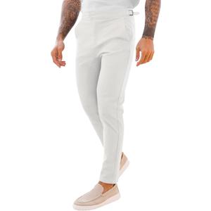 PASLTER Mens Chinos Pants Slim Fit Stretch Flat-Front Skinny Dress Suit Pants Cotton Slacks (38, White)