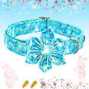 Lionheart glory Easter Day Dog Collar with Flower Dog Collar for Large Dogs, Easter Rabbits Colorful Dog Flower Collars Spring Bunnies Blue Collars Pet Collar Flowers (X-Large (Pack of 1)