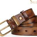 JASGOOD Women Belt Genuine leather Belt with Vintage Metal Buckle,Ladies Full Grain Leather Belt for Jeans Pants (Brown, Medium)