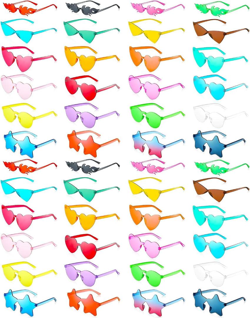 Kanayu Party Fun Sunglasses Bulk Retro Mixed Style Rimless Sunglasses for Adults Bachelor Wedding Birthday Party Favors