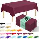 10 Pack Premium Disposable Plastic Tablecloth 54" X 108" Rectangle Table Cover for Birthdays Weddings Christmas Anniversary Buffet Table (Burgundy)