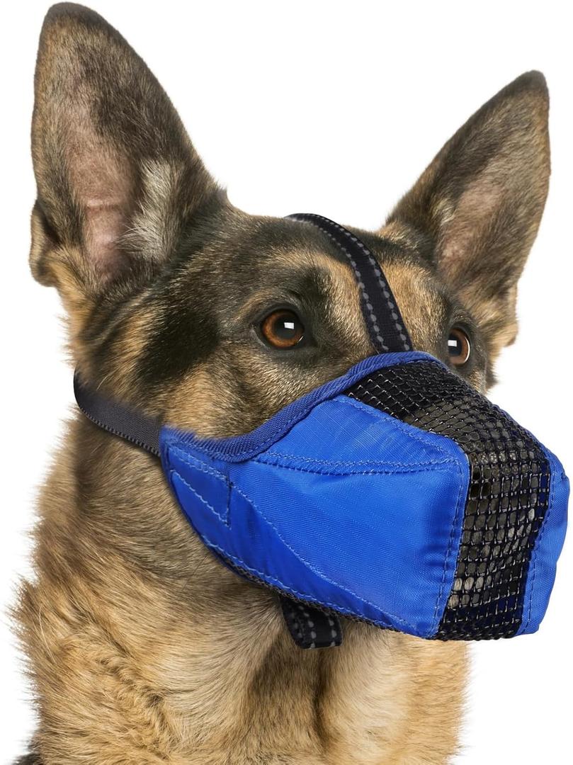 Mesh Dog Muzzle, Breathable Soft Dog Muzzle with Reflective Straps for Secure Fit, Prevents Biting, Chewing Scavenging  Adjustable for Small Medium Large Dogs,Blue,XL (XL(Snout Cir: 11.22))