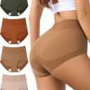 Eiggam Women's High Waisted Underwear Tummy Control panties No Show Silky Stretch Women Briefs Seamless Full Coverage Undies (XL)