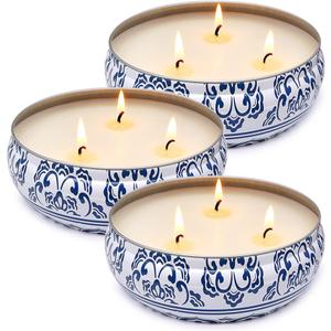 Large Citronella Candles Outdoor and Indoor, 3 Packs 13.5oz 3-Wick Soy Wax Portable Travel Tin Candle for Home Garden Patio Yard Balcony and Summer Gift