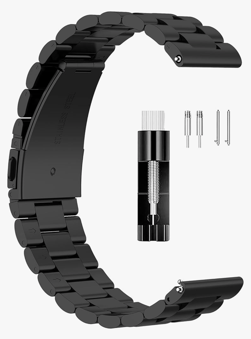 Classic Stainless Steel Metal Band for Amazfit Bip 6/Bip 5/GTR 4 3 Pro/GTR 4 3 2 2E/GTR 47mm Smart Watch Bracelet with Adjustment Tool for Huawei Watch 5 4/4pro/GT 6 5 3 46mm/GT 5 4 3 2 Pro/GT 2e/GT 46mm/Watch 3/Stratos 3 2 Pace