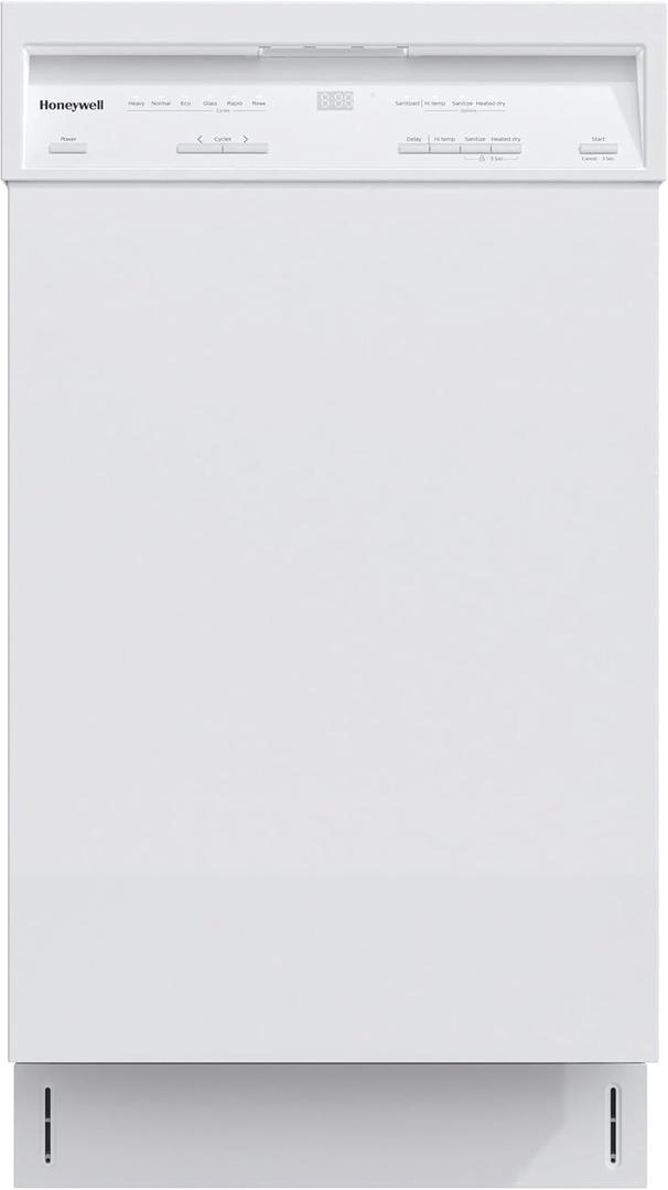 Honeywell 18 Inch Dishwasher with 8 Place settings, 6 Washing Programs, Stainless Steel Tub, UL/Energy Star- White