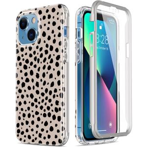 Esdot for iPhone 13 Case with Built-in Screen Protector,Military Grade Rugged Cover with Fashionable Designs for Women Girls,Protective Phone Case 6.1" Elegant Cheetah