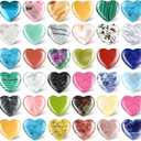 Nuenen 40 Pcs 1.4 Inch Heart Shaped Crystal Worry Stone Bulk Heart Rock Tiny Trinkets Healing Crystal Gemstone Employee Appreciation Gifts Palm Pocket Love Carved Rock for Mom Women Meditation