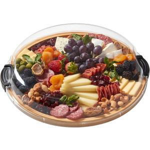 FARBERWARE Build-a-Board Cutting Board with Single Compartment and Clear Locking Lid for Charcuterie, Snacks, and More, Bamboo