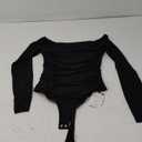 PINKMSTYLE Womens Square Neck Mesh Long Sleeve Bodysuit Shapewear Corset Tops Sexy Concert Outfits Party Shirts (Medium, Black)