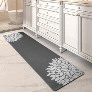 PADOOR-No Stains Bathroom Runner Rug-Bath Mats for Bathroom Non Slip-Super Absorbent Bath Floor Mat Quick Dry Diatomaceous Earth Bath Rug-Large Bathmat-17'' x67'' (Dark Grey)