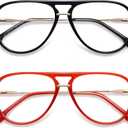AMOMOMA Aviator Reading Glasses for Women Men Blue Light Blocking Lens Spring Temple AM6226