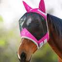 Harrison Howard CareMaster Pro Luminous Fine Mesh UV-Proof Fleece Padding Fly Mask Half Face Flamingo (S, Pony)