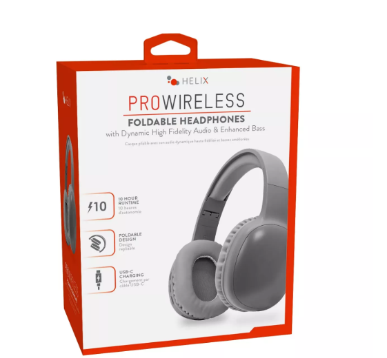 Helix Pro Wireless Foldable Bluetooth Headphones - Gray