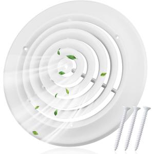 Therwen 1 Pcs 12 Inch Round Vent Cover, White Round Ceiling Diffuser with Screws HVAC Vent Duct Cover Replacement Exhaust Fan Covers for Home Office Kitchen Ventilation Use, Outer Dimensions 15-15/16"