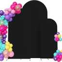 Set of 3 Arch Backdrop Cover Spandex Fitted Wedding Arch Covers,Round Top Double-Sided Chiara Arch Covers for Party Wedding Birthday Ceremony Event Banquet Decoration(4ft,5ft,6ft Black)