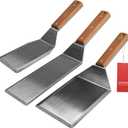 Stainless Steel Spatula Set, Grill Spatula Set with Full Tang Handle & Beveled Edges, Long Wide Spatula for Cast Iron Griddle BBQ Flat Top Grill, Pancake Turner, Smash Burgers Metal Flipper (3" x 8", 5" x 6", 3" x 5")